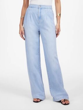 Madewell The Harlow Wide Leg Trouser Jeans Size 24 Light Wash High Rise Denim Pa